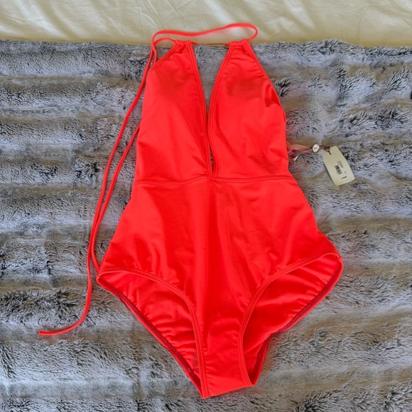 Ted Baker One Piece Coral Neon Swimsuit - Picture 2 of 5